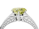 White gold Fancy Yellow Heart Cut Diamond Split Shank Ring with Pavé Band and Four-Prong Setting_79