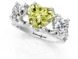 White gold Fancy Yellow Heart Cut Diamond Three-Stone Ring with Channel Set Band and Four-Prong Setting_81
