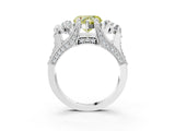 White gold Fancy Yellow Heart Cut Diamond Three-Stone Ring with Channel Set Band and Four-Prong Setting_83