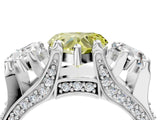 White gold Fancy Yellow Heart Cut Diamond Three-Stone Ring with Channel Set Band and Four-Prong Setting_85