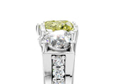 White gold Fancy Yellow Heart Cut Diamond Three-Stone Ring with Channel Set Band and Four-Prong Setting_86