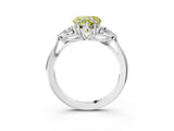 White gold Fancy Yellow Heart Cut Diamond Three-Stone Ring with Pear  Side Stones and Prong Setting_154