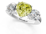 White gold Fancy Yellow Heart Cut Diamond Three-Stone Ring with Prong Setting and Classic Band_120