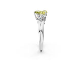 White gold Fancy Yellow Heart Cut Diamond Three-Stone Ring with Prong Setting and Classic Band_121