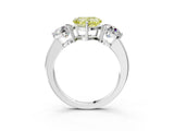 White gold Fancy Yellow Heart Cut Diamond Three-Stone Ring with Prong Setting and Classic Band_122