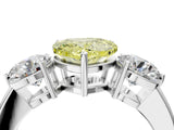 White gold Fancy Yellow Heart Cut Diamond Three-Stone Ring with Prong Setting and Classic Band_123