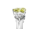 White gold Fancy Yellow Heart Cut Diamond Three-Stone Ring with Prong Setting and Classic Band_124