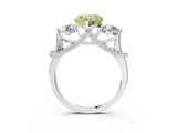 White gold Fancy Yellow Heart Cut Diamond Three-Stone Ring with Prong Setting and Pavé Band_3