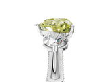 White gold Fancy Yellow Heart Cut Diamond Three-Stone Ring with Prong Setting and Pavé Band_5