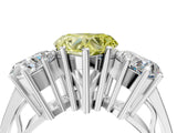White gold Fancy Yellow Heart Cut Diamond Three-Stone Ring with Prong Setting and Textured Band_16