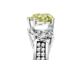 White gold Fancy Yellow Heart Cut Diamond Three-Stone Ring with Prong Setting and Textured Band_17