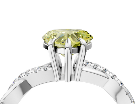 White gold Fancy Yellow Heart  Cut Diamond Twist Band Solitaire with Prong Setting_40