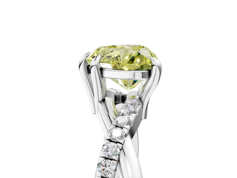White gold Fancy Yellow Heart  Cut Diamond Twist Band Solitaire with Prong Setting_41