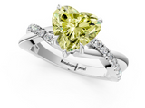 White gold Fancy Yellow Heart  Cut Diamond Twisted Band with Pavé Setting and Four-Prong Setting_21