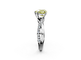 White gold Fancy Yellow Heart  Cut Diamond Twisted Band with Pavé Setting and Four-Prong Setting_22