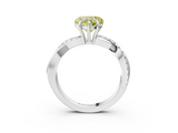 White gold Fancy Yellow Heart  Cut Diamond Twisted Band with Pavé Setting and Four-Prong Setting_23