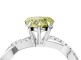 White gold Fancy Yellow Heart  Cut Diamond Twisted Band with Pavé Setting and Four-Prong Setting_24