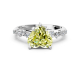 White gold Fancy Yellow Heart  Cut Diamond Vine Band with Four-Prong Setting_57