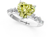 White gold Fancy Yellow Heart  Cut Diamond Vine Band with Four-Prong Setting_58