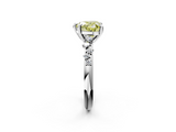 White gold Fancy Yellow Heart  Cut Diamond Vine Band with Four-Prong Setting_59