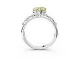 White gold Fancy Yellow Heart  Cut Diamond Vine Band with Four-Prong Setting_60