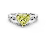 White gold Fancy Yellow Heart  Cut Diamond with Milgrain Marquise and Bezel Accents on a Solitaire Band with Prong Setting_199