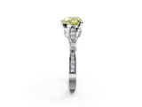 White gold Fancy Yellow Heart  Cut Diamond with Milgrain Marquise and Bezel Accents on a Solitaire Band with Prong Setting_205