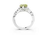 White gold Fancy Yellow Heart  Cut Diamond with Milgrain Marquise and Bezel Accents on a Solitaire Band with Prong Setting_206