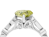 White gold Fancy Yellow Heart  Cut Diamond with Milgrain Marquise and Bezel Accents on a Solitaire Band with Prong Setting_212
