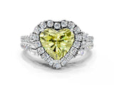 White gold Fancy Yellow Heart  Cut Double Halo Diamond Engagement Ring with Pave Band and Four-Prong Setting_55