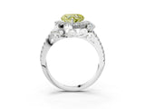White gold Fancy Yellow Heart  Cut Double Halo Diamond Engagement Ring with Pave Band and Four-Prong Setting_57