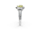 White gold Fancy Yellow Heart  Cut Double Halo Diamond Engagement Ring with Pave Band and Four-Prong Setting_57