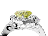 White gold Fancy Yellow Heart  Cut Double Halo Diamond Engagement Ring with Pave Band and Four-Prong Setting_58