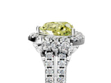 White gold Fancy Yellow Heart  Cut Double Halo Diamond Engagement Ring with Pave Band and Four-Prong Setting_59