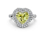White gold Fancy Yellow Heart  Cut Double Halo Split Shank Diamond Ring with Prong Setting_49