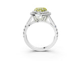 White gold Fancy Yellow Heart  Cut Double Halo Split Shank Diamond Ring with Prong Setting_52