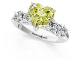 White gold Fancy Yellow Heart  Cut Five-Stone Prong Set Diamond Ring with Classic Band_32