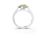 White gold Fancy Yellow Heart Cut Halo Bezel Diamond Pave Band Ring_3