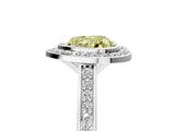 White gold Fancy Yellow Heart Cut Halo Bezel Diamond Pave Band Ring_5