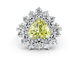 White gold Fancy Yellow Heart Cut Halo Cluster Diamond Ring with Pave Band and Four-Prong Setting_12