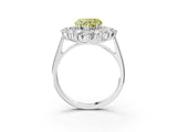 White gold Fancy Yellow Heart Cut Halo Cluster Diamond Ring with Pave Band and Four-Prong Setting_15