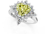White gold Fancy Yellow Heart Cut Halo Diamond Cluster Ring with Marquise and Round Stones on a White Gold Band with Prong Setting_1
