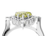 White gold Fancy Yellow Heart Cut Halo Diamond Cluster Ring with Marquise and Round Stones on a White Gold Band with Prong Setting_4