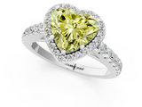 White gold Fancy Yellow Heart  Cut Halo Diamond Engagement Ring with Pave Band and Four-Prong Setting_29