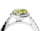 White gold Fancy Yellow Heart  Cut Halo Diamond Engagement Ring with Pave Band and Four-Prong Setting_32