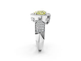White gold Fancy Yellow Heart Cut Halo Diamond Engagement Ring with Pave Split Shank and Four-Prong Setting_2