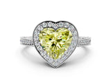 White gold Fancy Yellow Heart Cut Halo Diamond Engagement Ring with Split Shank Band and Four-Prong Setting_12
