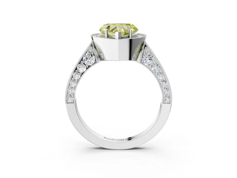 White gold Fancy Yellow Heart Cut Halo Diamond Engagement Ring with Split Shank Band and Four-Prong Setting_15