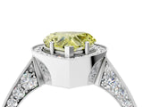 White gold Fancy Yellow Heart Cut Halo Diamond Engagement Ring with Split Shank Band and Four-Prong Setting_16