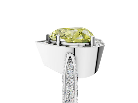 White gold Fancy Yellow Heart Cut Halo Diamond Engagement Ring with Split Shank Band and Four-Prong Setting_17